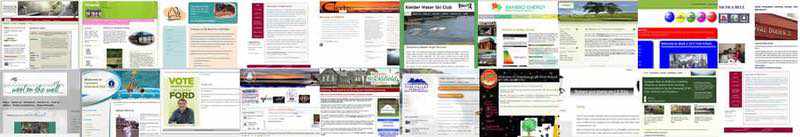 Banner image showing lots of small images of example websites built by Steve Gibbon Web Designs